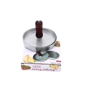 Presse à mini-hamburgers manuelle à démoulage facile, antiadhésive, avec poignée en bois, en alliage d'aluminium, pour la préparation de galettes de <span class=keywords><strong>burger</strong></span> <span class=keywords><strong>maison</strong></span> DIY - Product Image 4