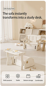 Canapé multifonctionnel 2-en-1 pour enfants, bureau d'étude, table et chaise convertibles, plastique HDPE écologique, meubles pour tout-petits sécuritaires pour les enfants - Product Image 2