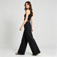 Jeans en denim brut personnalisés, coupe baggy, denim noir, pour femme, jambe large, style japonais, denim selvedge