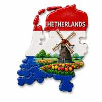 Aimant de réfrigérateur en résine WeiVista, carte des Pays-Bas, moulin à vent, tulipe, drapeau national, souvenir, vente en gros personnalisée