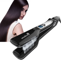 Salon professionnel vapeur fer plat fer à lisser avec affichage LCD à ions négatifs plaque de titane Styler électrique pour une utilisation en voiture