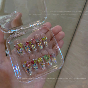 Strass en verre fantaisie en gros, tailles mixtes, forme goutte d'eau, colorés, non thermocollants, cristaux à dos pointu pour ongles - Product Image 5