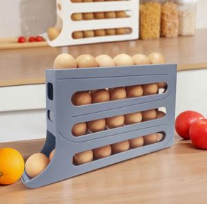 Nouvelle vente chaude JIN'AI boîte de réfrigérateur de stockage d'oeufs en caoutchouc de silicone à 4 couches avec roulement automatique et conservation de la fraîcheur - Product Image 3