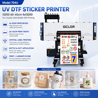 Imprimante d'autocollants UV DTF 704U I3200 60-65cm 4xI3200 pour l'impression d'étiquettes en cristal, de bouteilles et de cadeaux