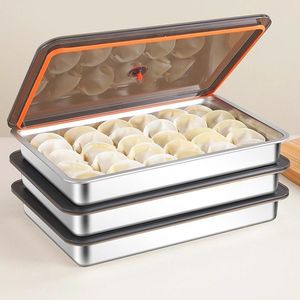 Stainless Steel Dumpling Freezer Box Food Grade Quick Freezing Storage Container For Wontons And Dumplings <b>Refrigerator</b> Use - Product Image 3