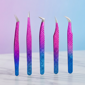 Fiber Tip Sweet Spot <b>Eyelash</b> Tweezers Set Gradient Purple Blue Precision Lash Isolation <b>Applicator</b> Tools - Product Image 2