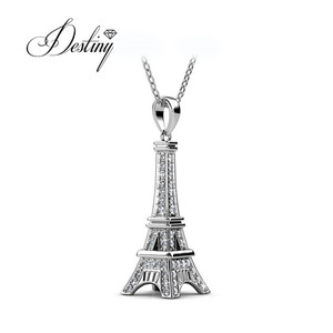 Colgante de torre de moda adornado con cristales de <span class=keywords><strong>Swarovski</strong></span>, <span class=keywords><strong>Gargantilla</strong></span> de Plata de Ley 925 Daisini, collar para mujer - Product Image 1