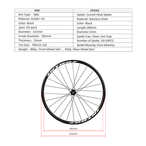 POLSO WS005 700C Roues en alliage de vélo de piste Jeu de roues de vélo à vitesse fixe INTRO7 <span class=keywords><strong>Fixie</strong></span> Wheel - Product Image 5
