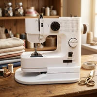 Machine à coudre électrique portable compacte domestique mini FHSM-638 pour jeans et toile, avec boutonnière 4 étapes et 39 points de couture