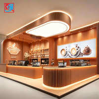 Meuble de réception de café sur mesure tout-en-un, comptoir de café, vitrine pour boutique de thé au lait et boulangerie