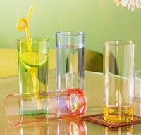 Gobelets en acrylique colorés hauts et courts tasse d'eau isolée en plastique polycarbonate verre d'eau en plastique