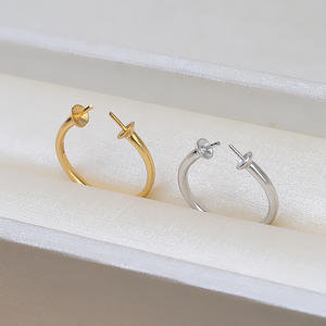 Bague à double perle en argent S925 Wenchi, style simple pour femmes, bouche ouverte, bijoux en perles DIY, bague de doigt incrustée, modèle 17010 - Product Image 3