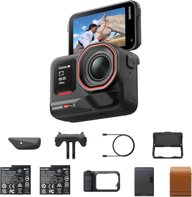 Insta360 Ace Pro 2 Flash Print 8K Waterproof Cam Leica 1/1.3" Dual AI Low Light Explorer Grip Kit
