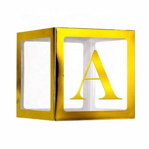 Wholesale Customized logo A-Z Birthday Wedding Party Balloon Container Baby Bouquet Transparent Blocks Balloon Box 30x30cm