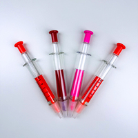 Stylo à seringue 2-en-1 à pointe de coccinelle Surligneur et pointe de brosse oblique Stylo à bille d'injection en plastique Surligneurs à double usage