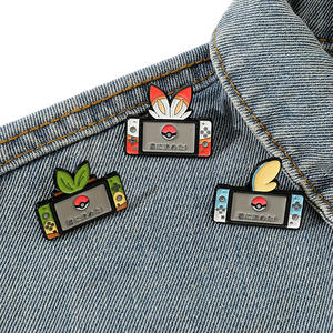 漫画アニメーションクリエイティブかわいいメッキ金属ブローチ滴る油合金ピンバッジ彫刻ゲームコンソール形状黒ニッケル - Product Image 3