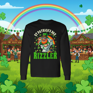 T-shirt a maniche lunghe per bambini Rizzler per il giorno di San Patrizio, design verde leprechaun - Product Image 3