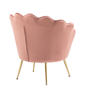 Wholesale Velvet Upholstery Living Room Chair Tufted Shell <strong>Wing</strong> Back Leisure Sofa Accent Chair <strong>Armchair</strong> With Gold Legs - Product Image 4