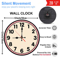Horloge murale en bois de 25 cm, design arbre de Noël pour salon, horloge ronde imprimée UV