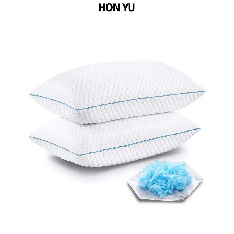 Almohada de espuma viscoelástica triturada de muestra gratis con cubierta de bambú, almohada de espuma de Gel refrigerante, almohada de Loft ajustable para todos los que duermen