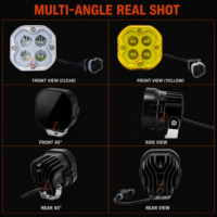 Projecteurs LED de travail dynamiques 24V 160W, DRL ambre, 4 lasers, 3 pouces, pour camion, pick-up, UTV, ATV, SUV, 4x4, voiture, IP67, 12V
