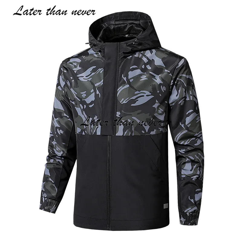 Men's Camouflage Windbreaker Jacket Hooded Autumn Spring Jackets For Men 2022 Vintage Outerwear