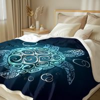 Couverture polaire en peluche Sherpa douce à thème tortue de mer, turquoise, pour canapé et chaise