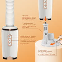Machine de masturbation automatique puissante pour femmes, 7 modes de vibration, fonction de poussée et chauffage, vibromasseur en silicone, jouet sexuel mains libres et doux