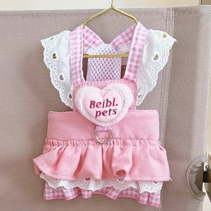 Arnés de mascota sólido superbonito para perros pequeños, vaqueros de encaje decorados con corazón 3D para niñas, sus amigos de cuatro patas, Primavera Verano - Product Image 6