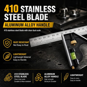 12-inch Zinc Alloy Adjustable <strong>Combination</strong> <strong>Square</strong> with Stainless Steel Ruler - Product Image 5