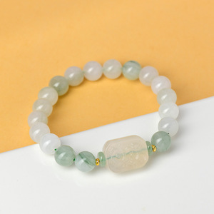 سوار من حجر اليشم التيانشان على شكل زهرة، خرز من اليشم الأبيض، تصميم معبد من الكالسيدوني، نفس الطراز، يجلب الحظ - Product Image 2