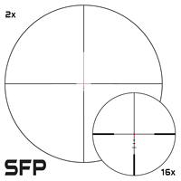 منظار تكتيكي للصيد 2-16x50 30 مم عالي الدقة مع إضاءة SFP وألياف بصرية حمراء، مصنوع من الألومنيوم ومقاوم للماء
