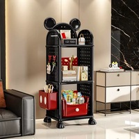 Chariot de rangement mobile à 5 niveaux avec panneau perforé et crochets, compatible avec les dossiers suspendus format Lettre et Légal, pour le rangement d'outils et de jouets