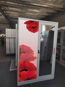 批发价格推拉门可拆卸门钢Almirah设计印花图案金属衣柜衣橱 - Product Image 4