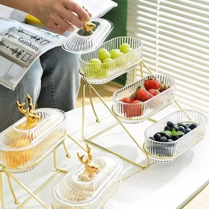 Conteneur de rangement décoratif transparent pour la maison, assiettes à collation, plat à salade de fruits secs, pour noix, bonbons, apéritifs, collations de fête - Product Image 5