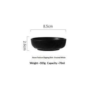 Juego de Platos Redondos de Cerámica para Salsas, Color Blanco y Negro con Textura de <span class=keywords><strong>Roca</strong></span>, <span class=keywords><strong>Plato</strong></span> de Servicio para Restaurantes para Servir Salsas de Aperitivos - Product Image 6