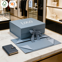Boîte cadeau rigide magnétique pliable personnalisée avec fermeture à ruban, boîte en papier magnétique pliable en une seule pièce pour cadeaux de luxe