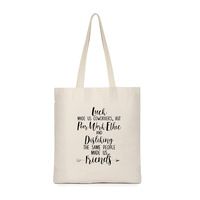 Sac fourre-tout en toile de coton semi-blanche naturelle anti-poussière imprimé avec logo personnalisé pour shopping