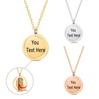 COOL vente en gros de 18K PVD plaqué or en acier inoxydable collier à médaillon photo chaîne à maillons tendance cadeau de bricolage avec pendentif rond vierge