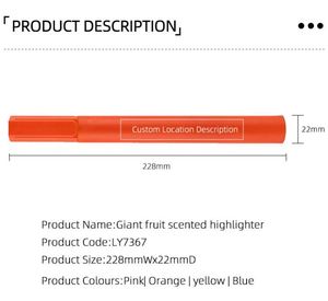 Custom Logo Giant Student Highlighter Oblique Brush Tip Fruit <b>Coloured</b> Plastic <b>Set</b> with Scented Packaging - Product Image 2