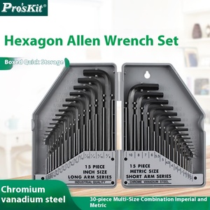 Set di chiavi esagonali importate Pro'sKit 30 strumenti metrici e pollici 8Pk-027 custodia di garanzia di 1 anno inserita nell'imballaggio della scatola - Product Image 2