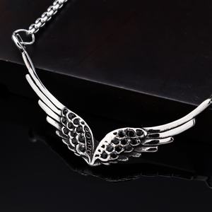 Stainless Steel Angel Wings <b>Necklace</b> Silver Tone Crystal Accent Pendant <b>Delicate</b> Wing Design Minimalist Jewelry for Women - Product Image 4