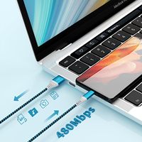 Câble de transfert USB-C vers USB-C en nylon tressé durable 60W, vente en gros d'usine, câble de charge rapide USB-C 1m pour iPhone