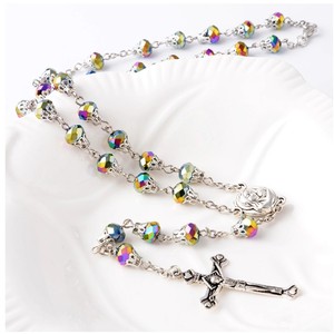 Gioielli Colorati <span class=keywords><strong>Collana</strong></span> Del <span class=keywords><strong>Rosario</strong></span> religioso Con Perle di Vetro Pendente Croce Crocifisso Cattolica Perle di Vetro Della <span class=keywords><strong>Collana</strong></span> Del <span class=keywords><strong>Rosario</strong></span> - Product Image 1