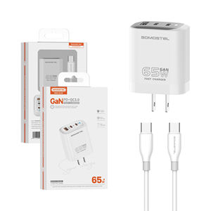 Cargador OEM ODM de 65 W, GAN SIC, Último Modelo, Chip Inteligente, Menos Calor, Portátil, PD QC, Triple Puerto, LED, 3 A, Carga Rápida, Protección para <span class=keywords><strong>iPhone</strong></span> - Product Image 1