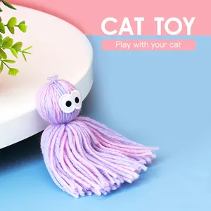 제조업체 도매 고양이 놀리는 스틱 탄성 봉제 공 고양이 봉제 장난감 공