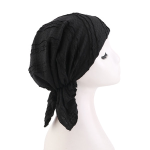<span class=keywords><strong>Foulard</strong></span> plissé doux pré-noué pour femmes, bonnets <span class=keywords><strong>chimio</strong></span>, turbans, chapeaux pour le cancer, bonnets de nuit, couvre-cheveux, écharpes - Product Image 5