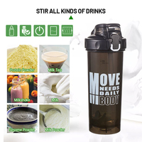 Fonwhy 800ml Protéine sportive personnalisée pour shaker Bouteille sans BPA Gym Workout Verres en plastique avec paille Blender Tasses et mix Ball