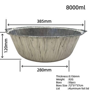 หม้อฟอยล์อลูมิเนียมขนาดใหญ่ 8000 มล. แบบใช้แล้วทิ้ง ถาดฟอยล์อลูมิเนียมเกรดอาหารพร้อมฝาปิด ภาชนะใส่อาหาร - Product Image 2