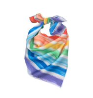 Bandana en polyester à motif arc-en-ciel imprimé numériquement, avec logo personnalisé, pour cadeau de mariage, emballage cadeau, accessoire de coiffure quotidien
